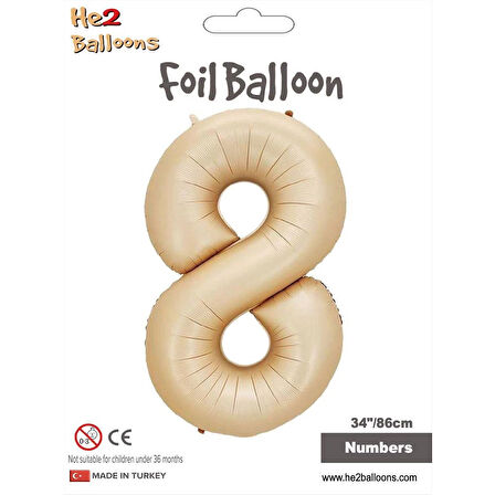 8 Rakam Karamel Folyo Balon 34"