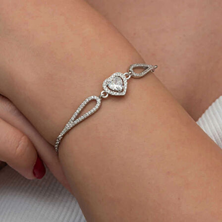 Supertrend Gümüş Zirkon Taşlı Kalp Bileklik