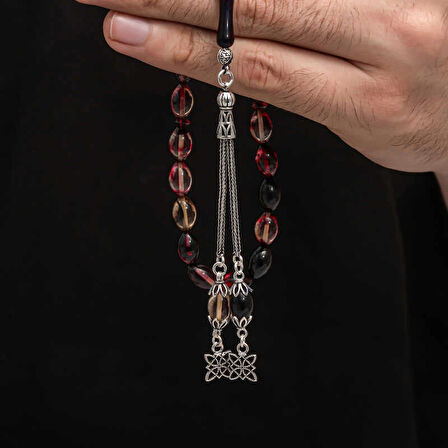 Supertrend Gümüş Püskül Sıkma Kehribar Tesbih