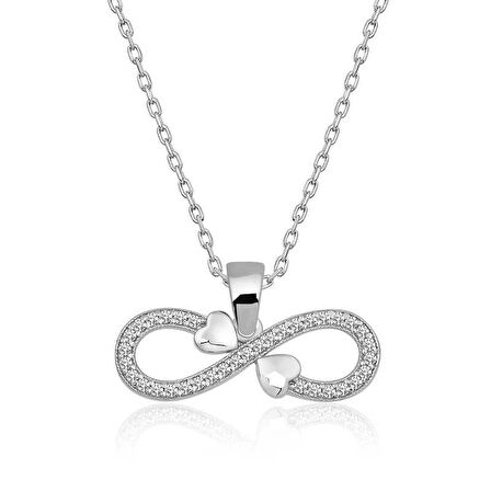 Supertrend Gümüş Sonsuzluk Kalpler Kadın Kolye