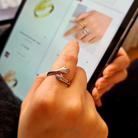 Supertrend ​gümüş Sarılan Eller Yüzük