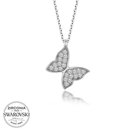 Supertrend Swa Taşlı Gümüş Kelebek Kadın Kolye