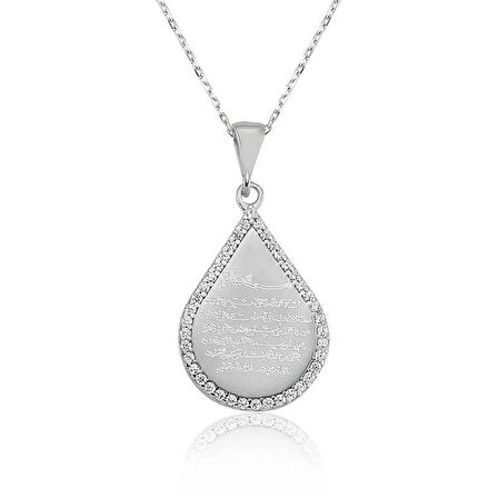 Supertrend Gümüş Damla Ayetel Kürsi Kadın Kolye