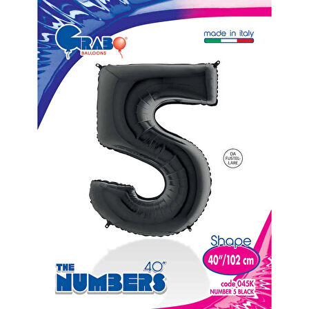 5 Rakam Supertrend Siyah Folyo Balon 40"