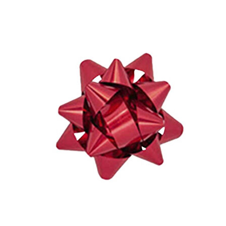 ​No:2 Kırmızı Renkli Metalik Hediye Paketi Süsü