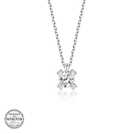 Supertrend ' Taşlı Gümüş Tektaş Kadın Kolye