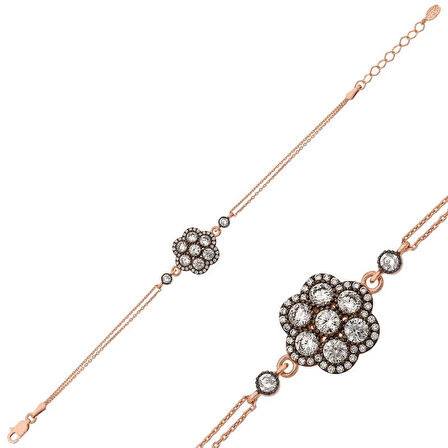 Supertrend Gümüş Rose Elmas Montür Çiçek Bileklik