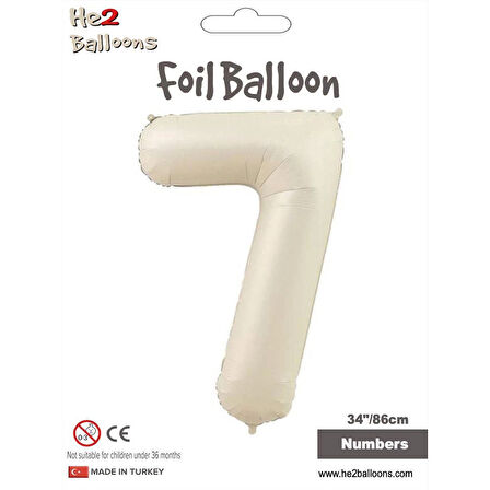 7 Rakam Krem Folyo Balon 34"