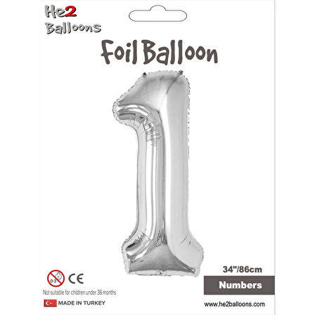 1 Rakam Gümüş Folyo Balon 34"