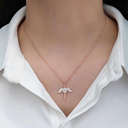 Supertrend Gümüş Manolya Çiçeği Melek Kadın Kolye