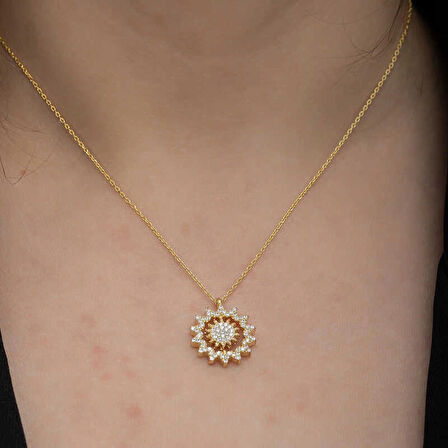 Supertrend Gümüş Gold Güneş Kadın Kolye