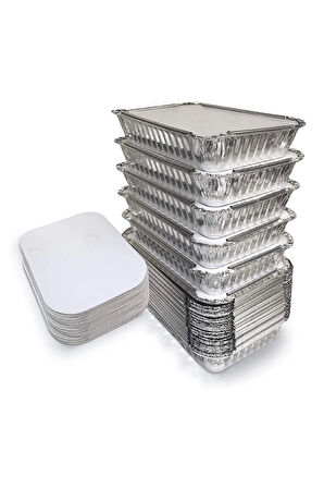 Supertrend 750gr Dikdörtgen Alüminyum Kap Ve Kapak Seti 100lü