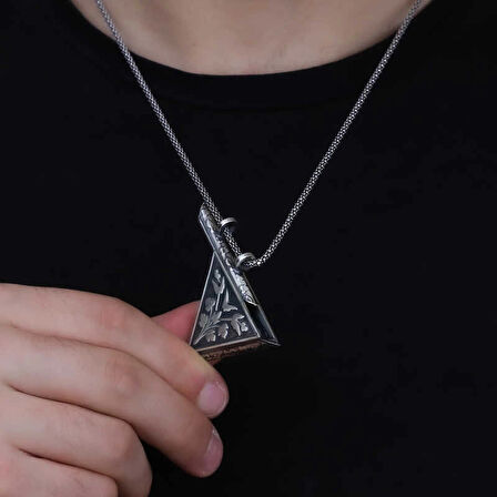 Supertrend Gümüş Üçgen İçi Açılabilen Çiçek Muskalık Kolye