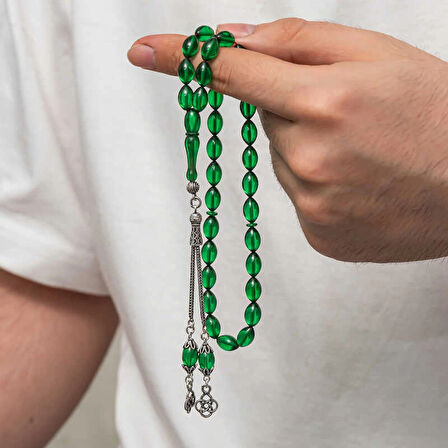 Supertrend Gümüş Püsküllü Sıkma Kehribar Tesbih