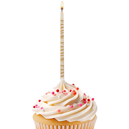 Zebra Desenli Beyaz Doğum Günü Mumu