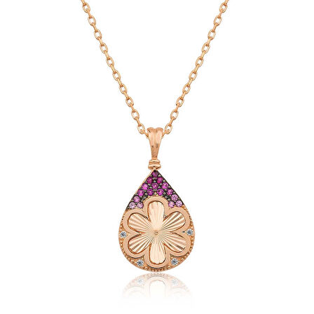 Supertrend Gümüş Rose Damla Çiçek Kadın Kolye