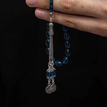 Supertrend Gümüş Püskül Sıkma Kehribar Tesbih