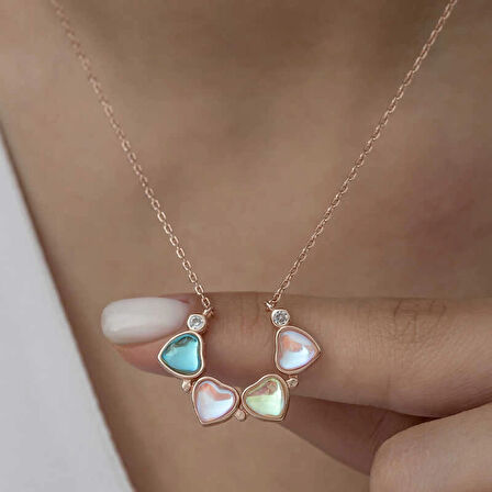 Supertrend Gümüş Rose Renkli Açılabilen Yonca Kadın Kolye