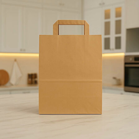 Düz Dıştan Saplı Kraft Çanta 22 x 28 x 12cm 200lü