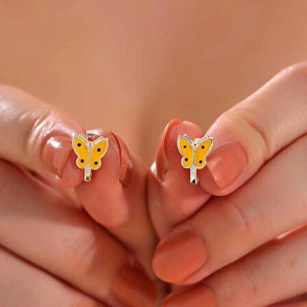 Supertrend Gümüş Sarı Kelebek Çocuk Küpesi