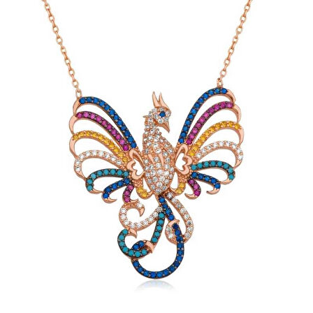 Supertrend Gümüş Rose Zümrüdü Anka Kuşu Kadın Kolye