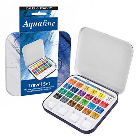 Supertrend Aquafine Travel Tablet Sulu Boya Seti 24 Renk Metal Kutu