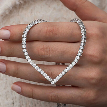 Supertrend Gümüş V Model Su Yolu Kadın Kolye