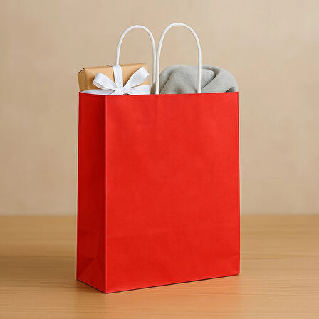 Supertrend Kraft Çanta Kırmızı Küçük Boy 18x24cm 25li