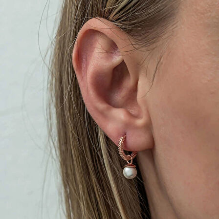 Supertrend Gümüş Rose İnci Kadın Küpe