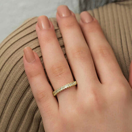 Supertrend ​​gümüş Gold Sıralı Baget Taşlı Kadın Yüzük