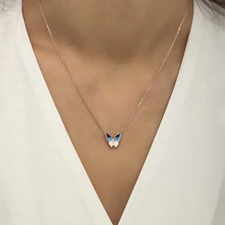 Supertrend Gümüş Rose Minimal Kelebek Kadın Kolye