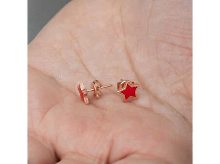 Supertrend Gümüş Fosforlu Kırmızı Yıldız Küpe