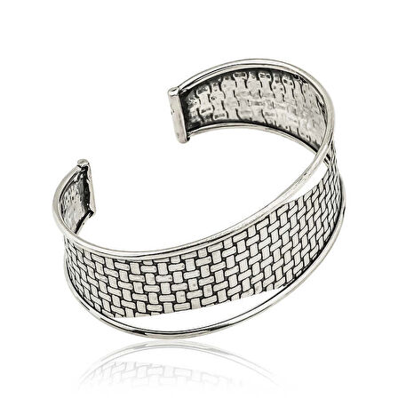 Supertrend Gümüş Eskitme Desenli Kadın Bilezik