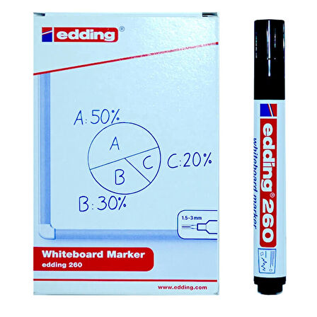 Supertrend 260 Whiteboard Marker Yazı Tahtası Kalemi 10'lu Kutu Siyah