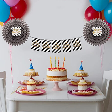 Happy Birthday Gümüş Yelpaze Süs Seti