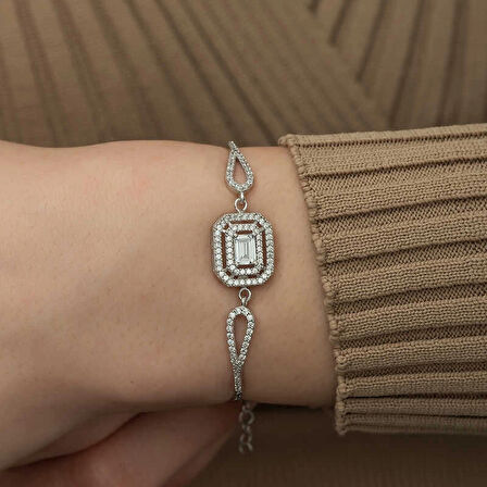 Supertrend ​gümüş Dikdörtgen Baget Bileklik