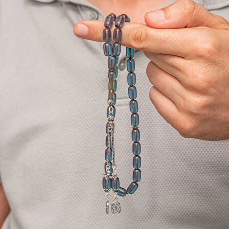 Supertrend Gümüş Püsküllü Kapsül Kesim Sıkma Kehribar Tesbih