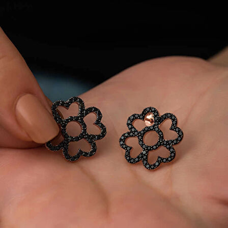 Supertrend ​gümüş Kalp Yapraklı Çiçek Küpe