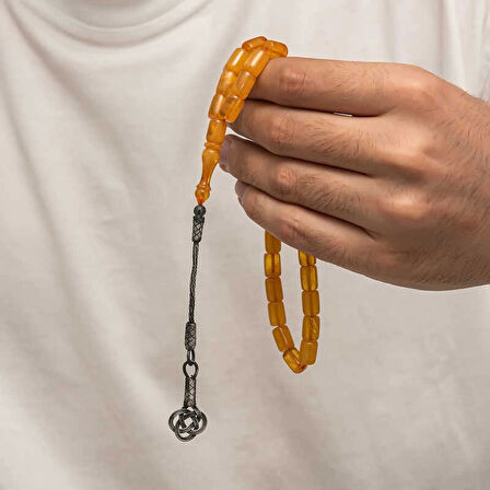 Supertrend Gümüş Kazaz Püsküllü Sıkma Kehribar Tesbih