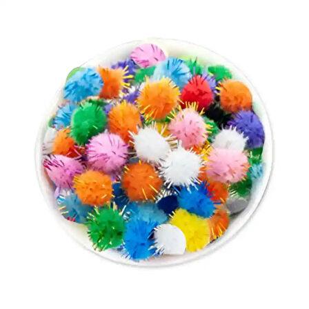 Mini Boy Simli Yuvarlak Ponpon