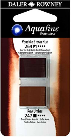 Supertrend Aquafine 1/2 Tablet Sulu Boya 2'li Set VANDYKE BROWN HUE / RAW UMBER