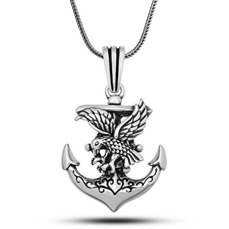 Supertrend Gümüş Kartal Figürlü Denizci Çapası Kolye