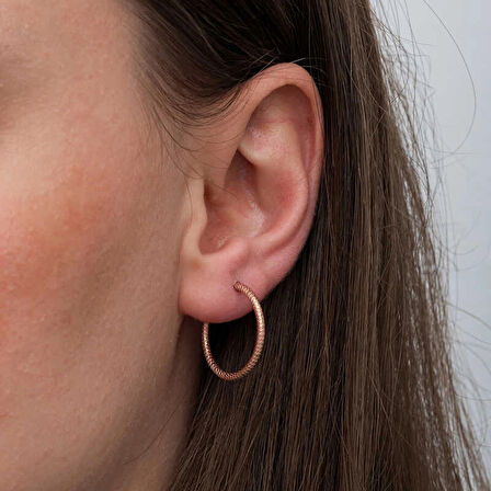 Supertrend Gümüş Rose Kalemli Halka Kadın Küpe