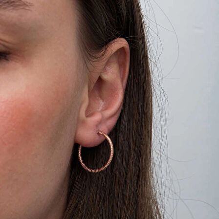 Supertrend Gümüş Rose Kalemli Halka Kadın Küpe