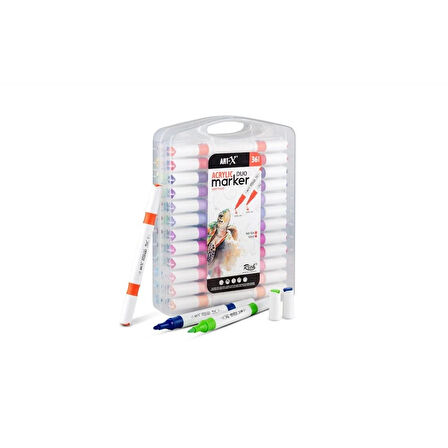 Supertrend Supertrend Acrylic Duo Marker Çift Uçlu Su Bazlı Akrilik Boyama Markörü Seti 36 RENK