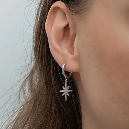 Supertrend Gümüş Sallantılı Kutup Yıldızı Kadın Küpe