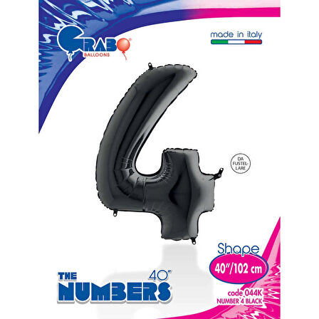 4 Rakam Supertrend Siyah Folyo Balon 40"