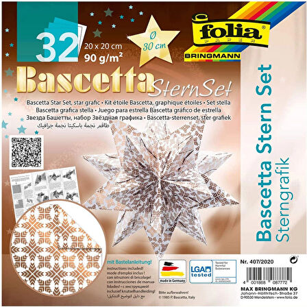 Supertrend Bascetta Stern Çift Taraflı Origami Kağıdı 20x20 cm. 32 Yaprak GRAFİK BEYAZ