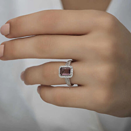 Supertrend Gümüş Mor Baget Taşlı Kadın Yüzük