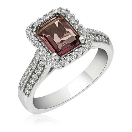 Supertrend Gümüş Mor Baget Taşlı Kadın Yüzük